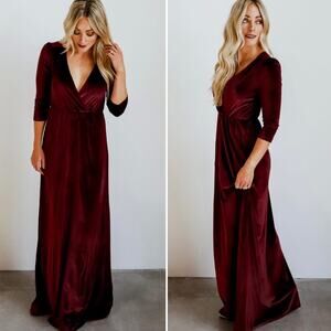 Baltic Born Sophia Mulberry Velvet Surplice V-Neck Formal Long Maxi Dress XXL